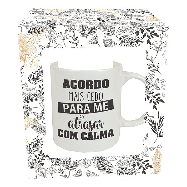 Caneca de Porcelana - Acordo Mais Cedo - Branca - Cerâmica Regina