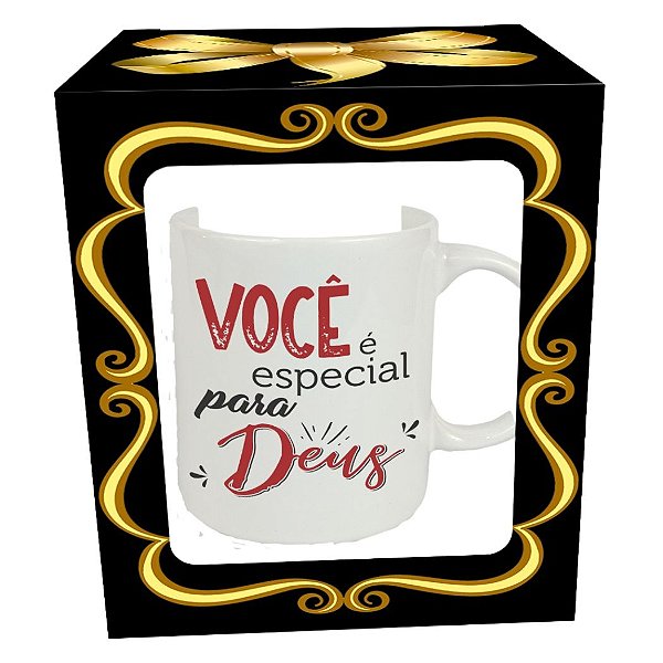 Caneca de Porcelana - Você é Especial para Deus - Branca - Cerâmica Regina