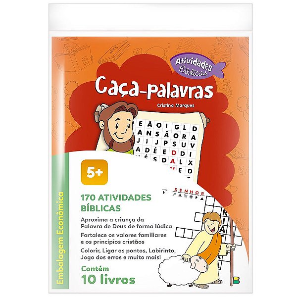 Atividades Bíblicas - Kit c/10 Un - Caça-Palavra, Cristina Marques - Brasileitura