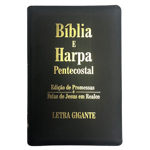 Bíblia e Harpa Pentecostal RC - Letra Gigante - C/ Zíper - Capa Luxo Preta - King's Cross