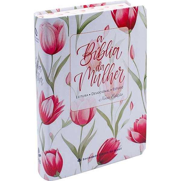 A Bíblia da Mulher NAA Média - Branca  - Tulipa Vermelha - SBB