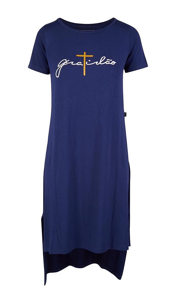 Vestido Malha - Gratidão Azul