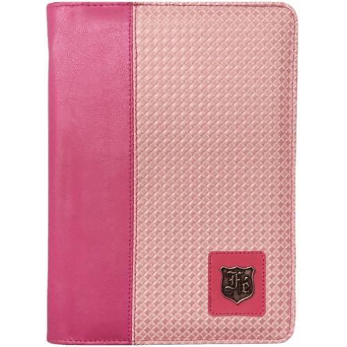 Capa de Bíblia em Couro Grande - Zíper - Rosa