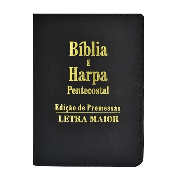 Bíblia e Harpa Pentecostal RC - Letra Maior - C/ Zíper - Capa Luxo Preta - King's Cross