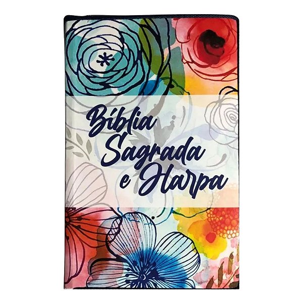 Bíblia E Harpa - Letra Gigante - Com Zíper - Capa Dura - Flor Gold - King's Cross