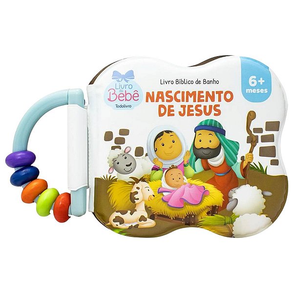 Livro Bíblico de Banho: Nascimento de Jesus, com Chocalho - SBN
