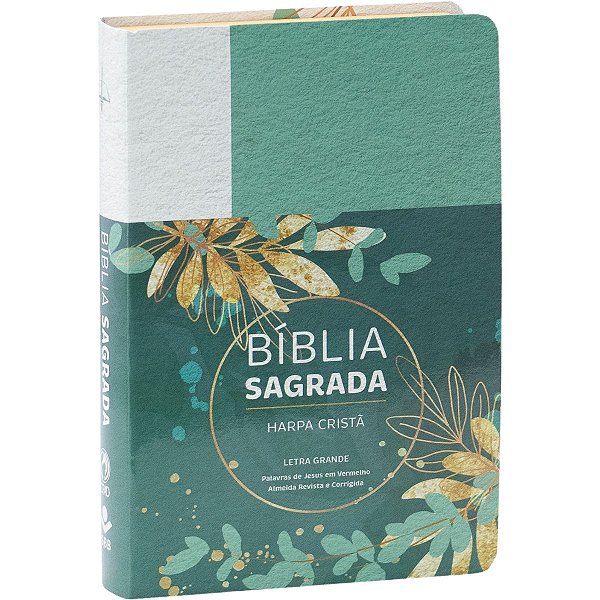 Bíblia RC Harpa Cristã - Letra Grande - Capa Semiflexível Floral Verde e Branco - CPAD