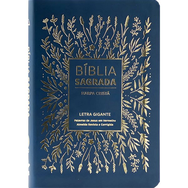Bíblia RC Harpa Cristã - Letra Gigante - Capa Luxo Floral Azul - CPAD