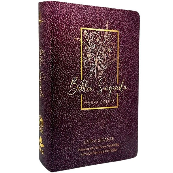 Bíblia RC Harpa Cristã - Letra Gigante - Capa Semiflexível Floral Vinho - CPAD