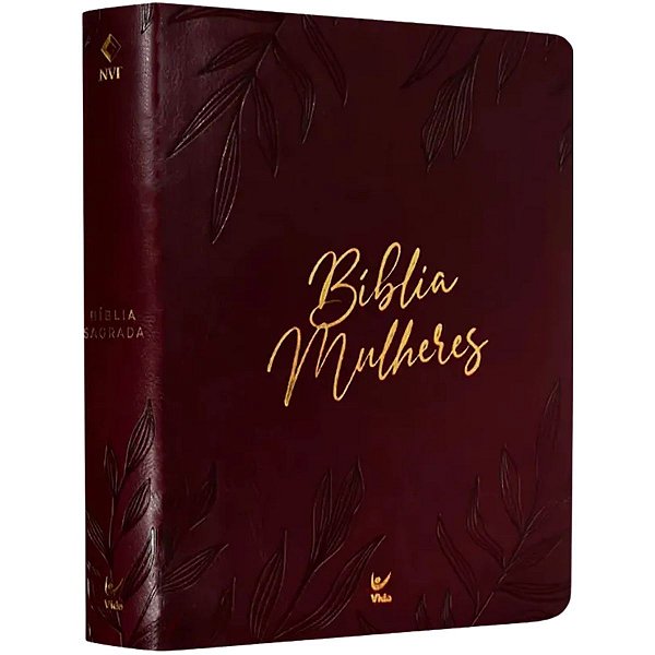 Bíblia Mulheres NVT Folhas Vinho, Viviane Martinello - 2 Colunas - Vida #Black