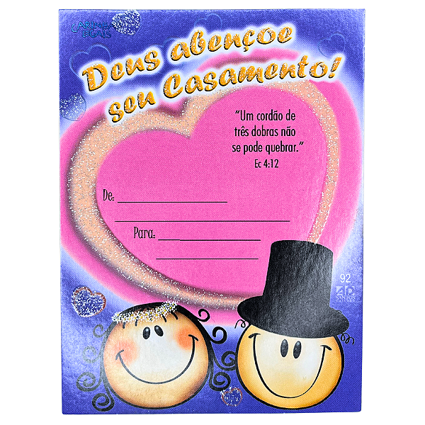 Cartão Carinhas Legais: Deus Abençoe seu Casamento - AD Santos