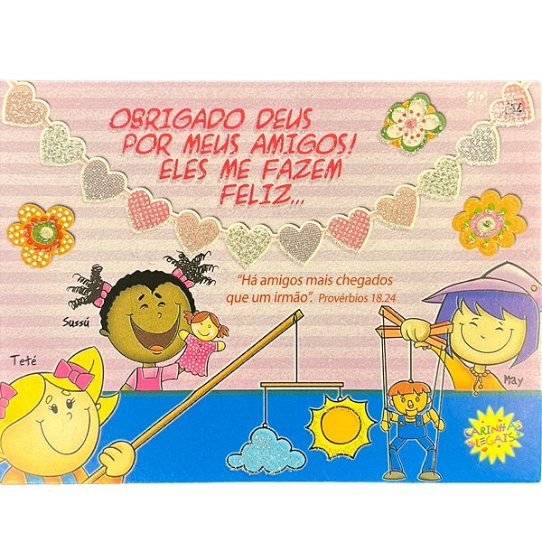 Cartão Carinhas Legais: Obrigado Deus Pelos Amigos! - AD Santos