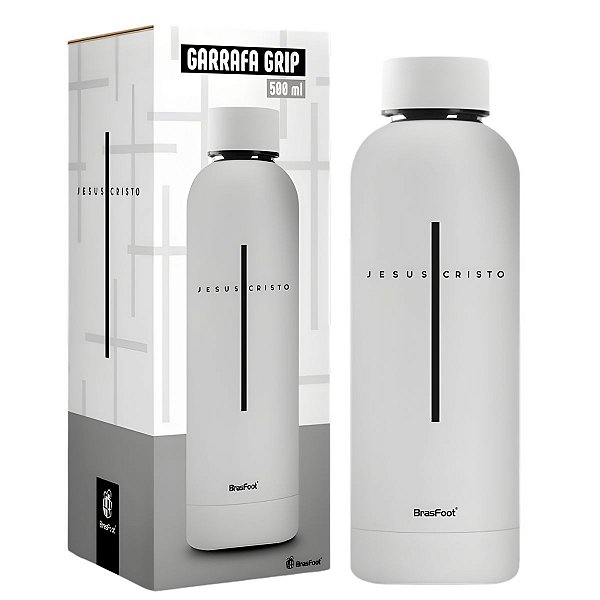 Garrafa Térmica Grip: Jesus Cristo 500ml - Emborrachada - Brasfoot #BlackFriday