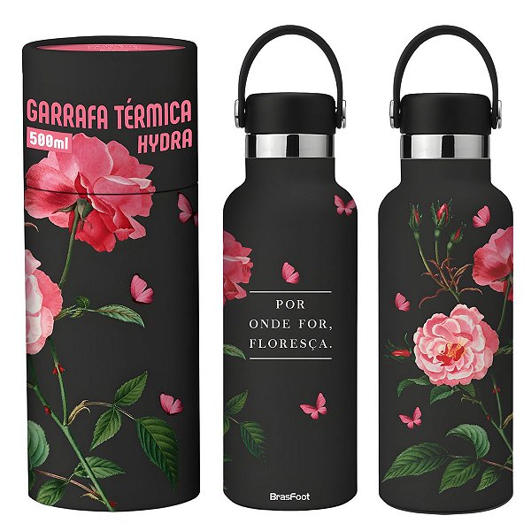 Garrafa Hydra Térmica: Por Onde For 500ml - Aço Inox - BrasFoot