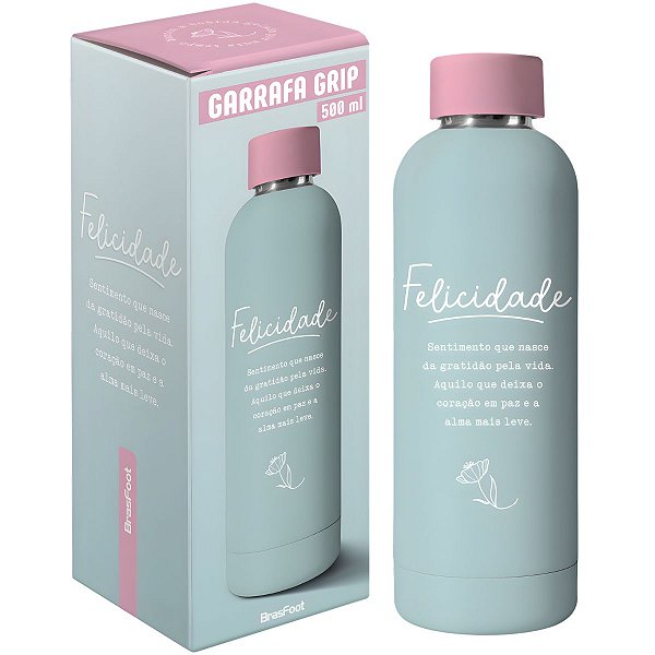 Garrafa Térmica Grip: Felicidade 500ml - BrasFoot