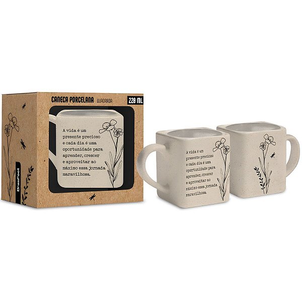 Canela de Porcelana Quadrada: A Vida é um Presente - BrasFoot
