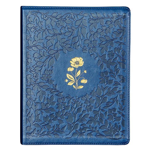 Bíblia ACF Com Espaço Para Anotações, Couro-Soft Azul Com Flores - Thomas Nelson