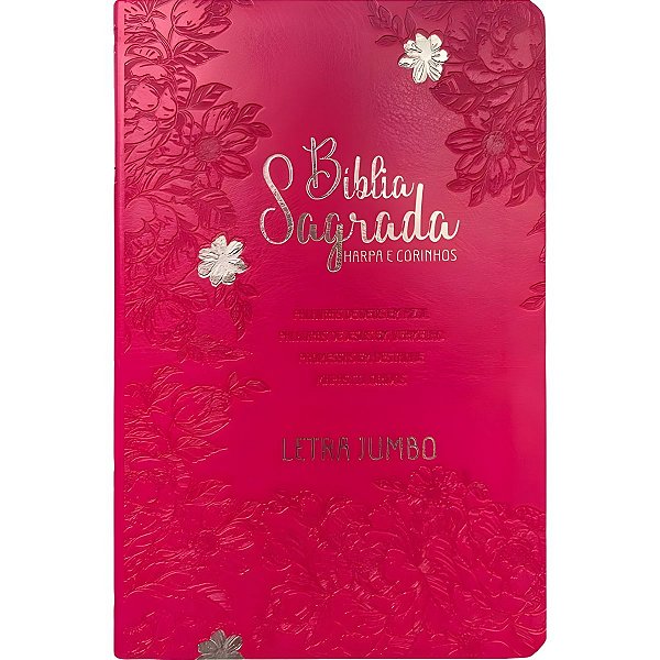 Bíblia RC Jardim Pink - Com Harpa e Corinhos - Letra Jumbo - Capa Luxo - CPP
