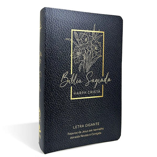 Bíblia RC Floral Preta - Com Harpa Cristã - Capa Semi Flexível - Letra Gigante - CPAD
