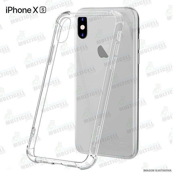 CAPA CASE SILICONE TPU TRANSPARENTE ANTI-SHOCK ANTI-IMPACTO IPHONE XS -  Distribuidora Multicell a mais completa em peças,componentes e acessórios  para celular e tablet