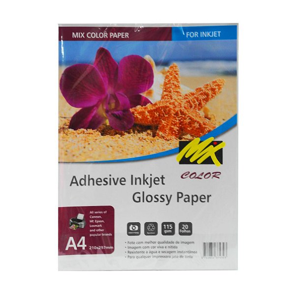 Caixa Fechada do Papel Foto Adesivo de 115 GM  com 20 folhas Mix Color com 60 Pacotes