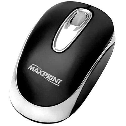Mouse Maxprint USB com detalhes prateados