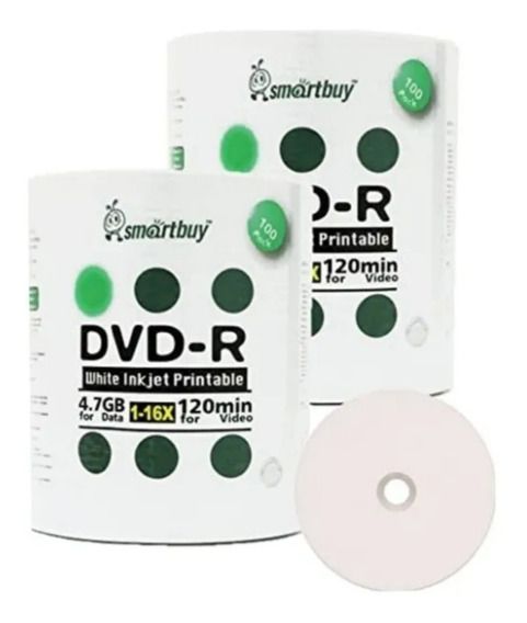 Mídia DVD-R Printable 4.7GB Smartbuy - 100 unidades