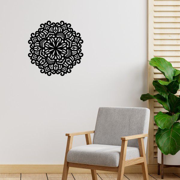 Mandala Clássica Flores Preta Fosca