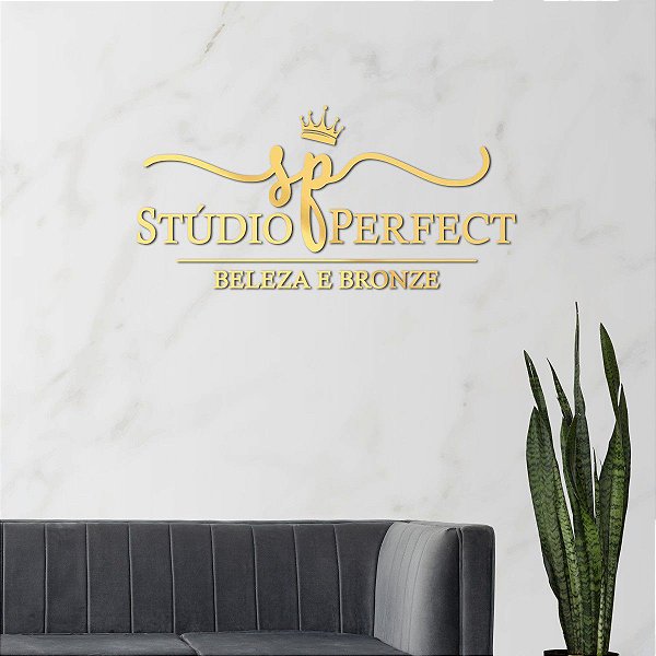 Espelho Logomarca Stúdio Perfect - Acrílico Dourado
