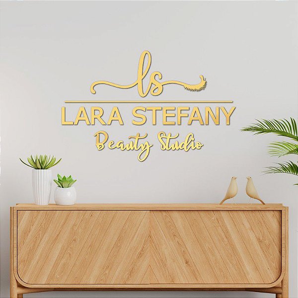 Espelho de Acrílico Lara Stefany Beauty Studio - Dourado