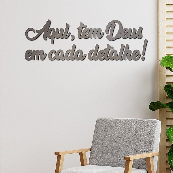 Espelho Aqui, tem Deus em cada detalhe! - Acrílico Cinza