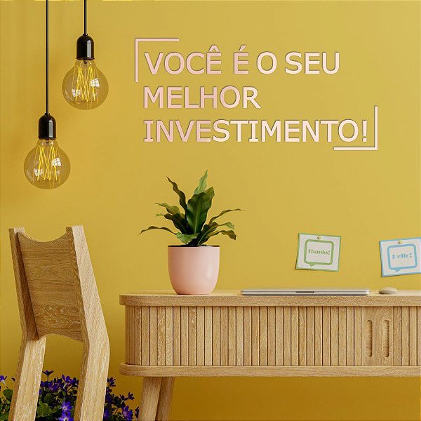 Espelho Decorativo VOCÊ É O SEU MELHOR INVESTIMENTO Rosa