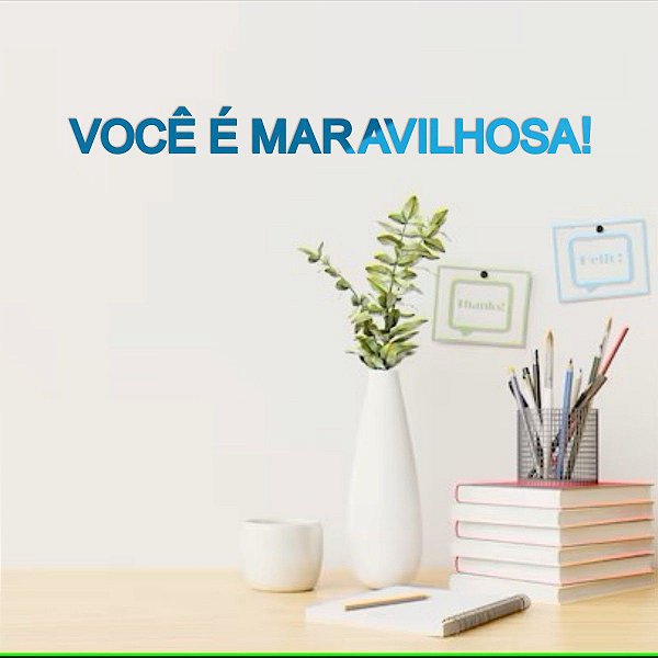 Espelho "Você é maravilhosa" 50cm - Acríl. Espelhado Azul