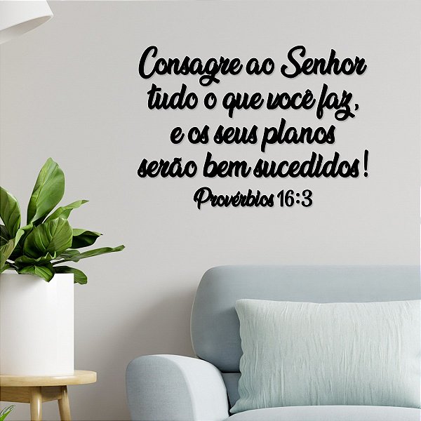 Placa Consagre ao senhor tudo o que você faz... - Preta Cor:Preta