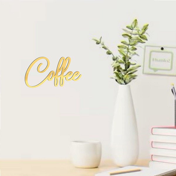 Espelho Decorativo "Coffee" 30cm - Acrílico Esp. Dourado