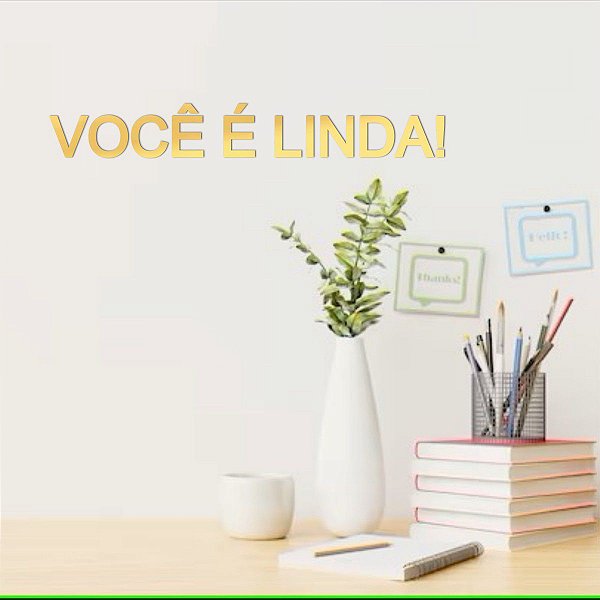 Espelho Decorativo "Você é linda!" 50cm - Acrílico Dourado