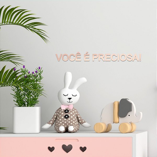Espelho Decorativo "Você é preciosa!"- Acrílico Rosa