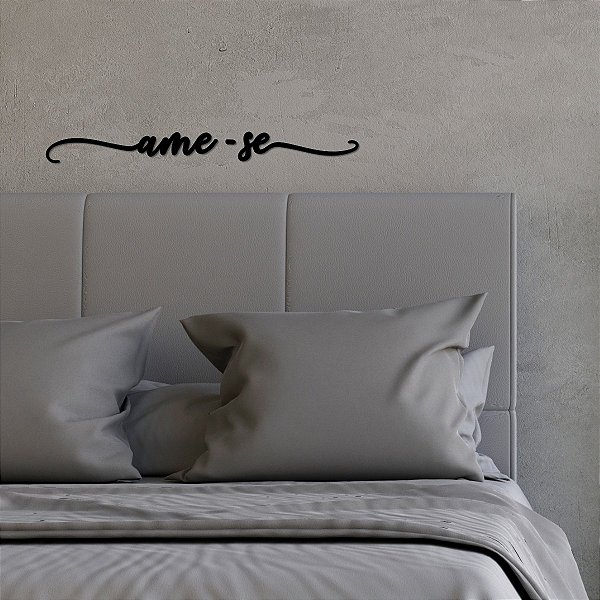 Placa Decorativa Cabeceira Palavra Ame-se - Acrílico Preto