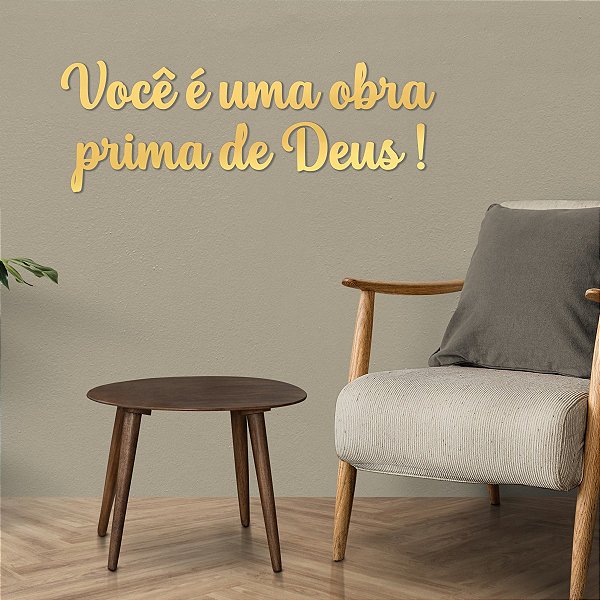 Espelho "Você é uma obra prima de Deus!" - Acrílico Dourado