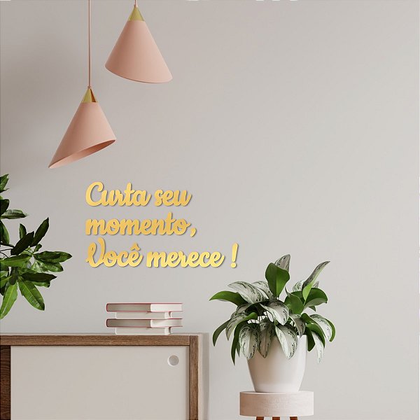 Espelho "Curta seu momento, você merece! (maior)" - Dourado