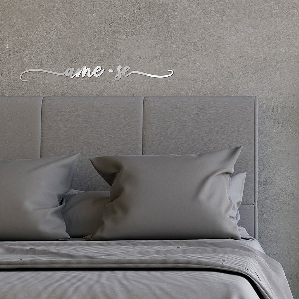 Espelho Decorativo Cabeceira Palavra Ame-se - Acrílico Prata