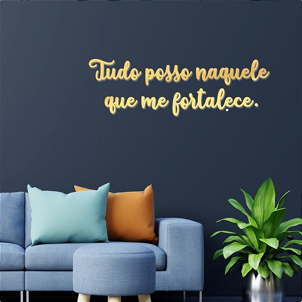 Espelho "Tudo Posso Naquele que me Fortalece" - Dourado