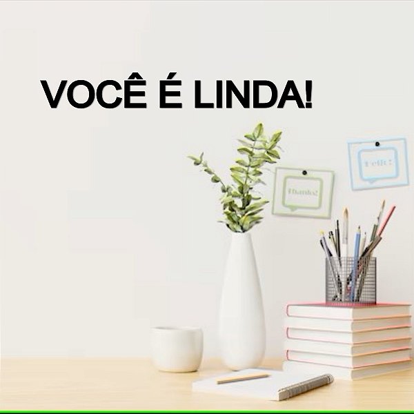 Placa decorativa "Você é linda!" 50cm - Acrílico Preto