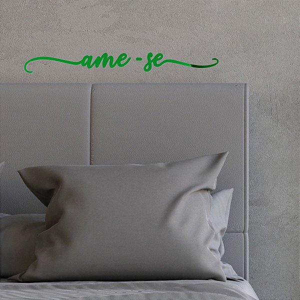 Espelho Decorativo Cabeceira "Ame-se" - Acrílico Verde Cor:Verde