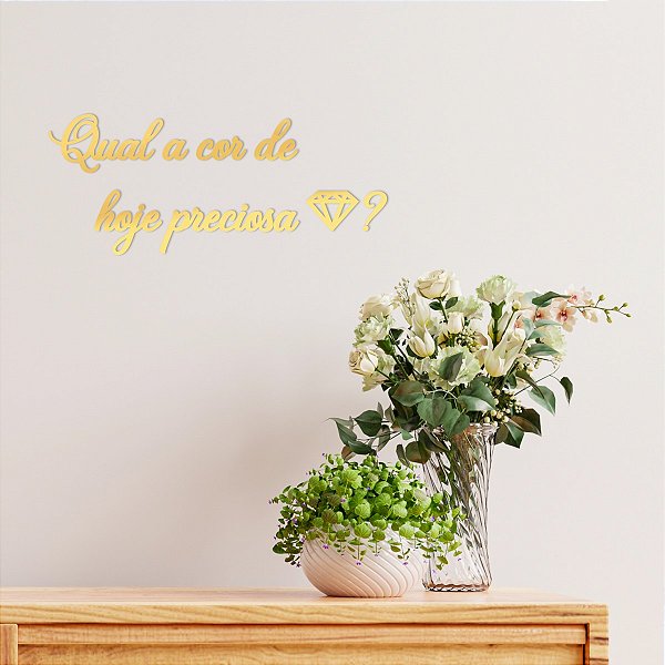 Espelho Qual a cor de hoje preciosa com diamante - Dourado
