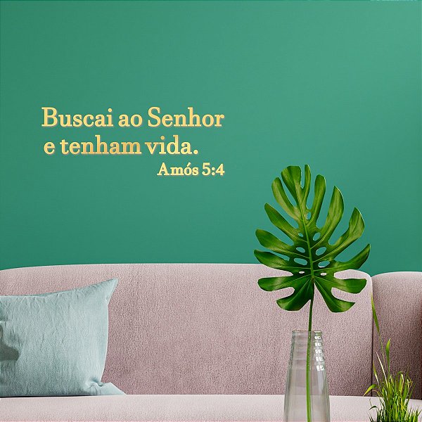 Espelho "Buscai ao Senhor e tenham vida. Amós 5:4" - Dourado