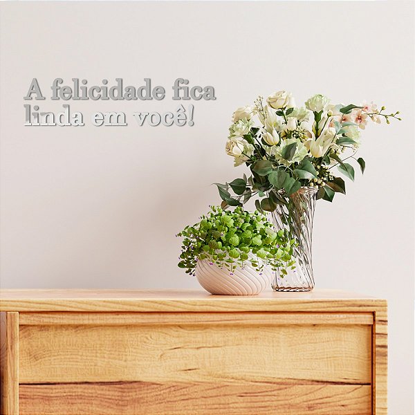 Espelho "A felicidade fica linda em você!" - Acr. Esp. Prata