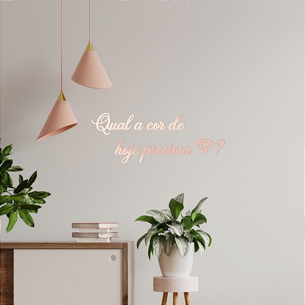 Espelho Qual a cor de hoje preciosa com diamante - Rosa
