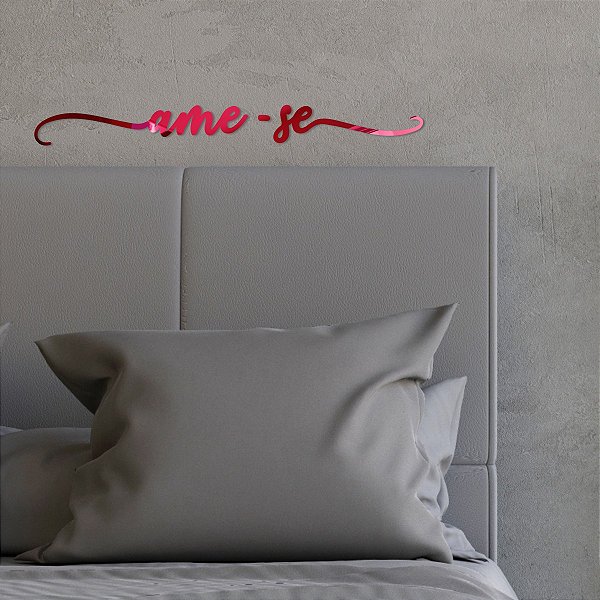 Espelho Decorativo Cabeceira Palavra Ame-se - Acrílico Vermelho