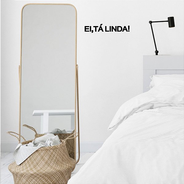 Placa Decorativa "Ei, tá linda!"- Acrílico Alto Brilho Preto